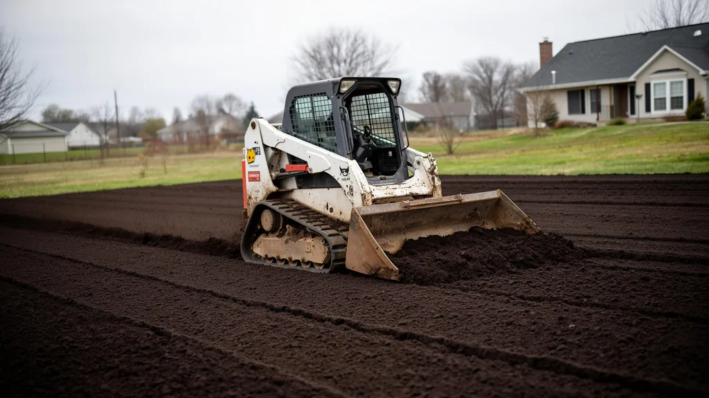 Freshly graded and leveled residential yard in Hendricks County Indiana